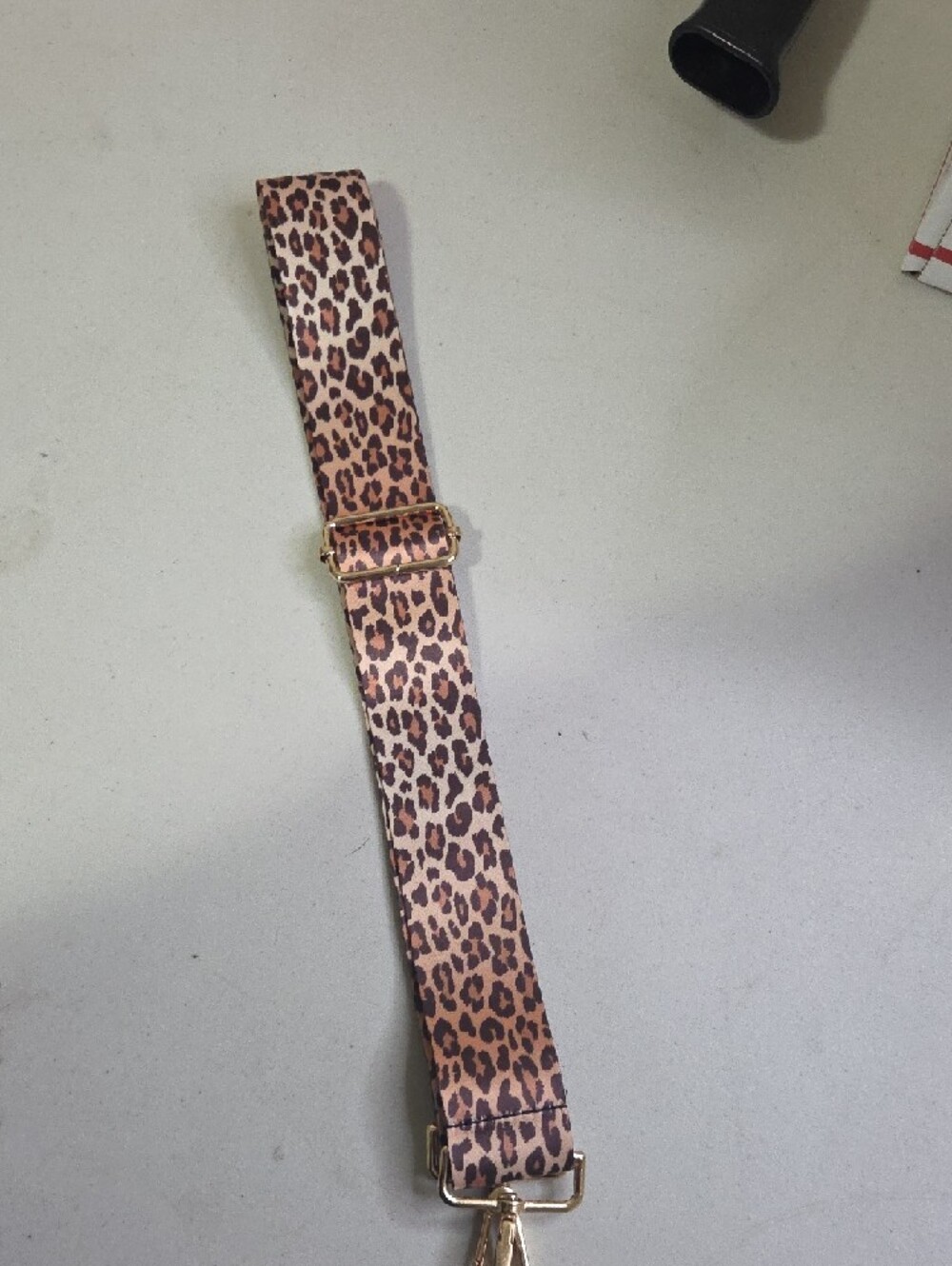 Leopard Print Adjustable Bag Strap with Gold Hardware - Brown - Picture 3 of 3